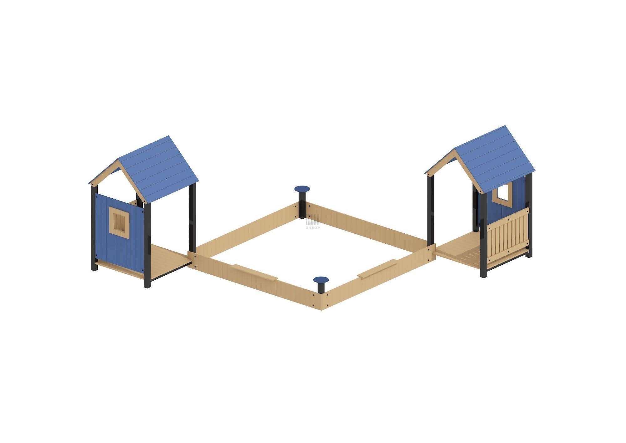 Песочница с двумя  домиками ИО-П-10